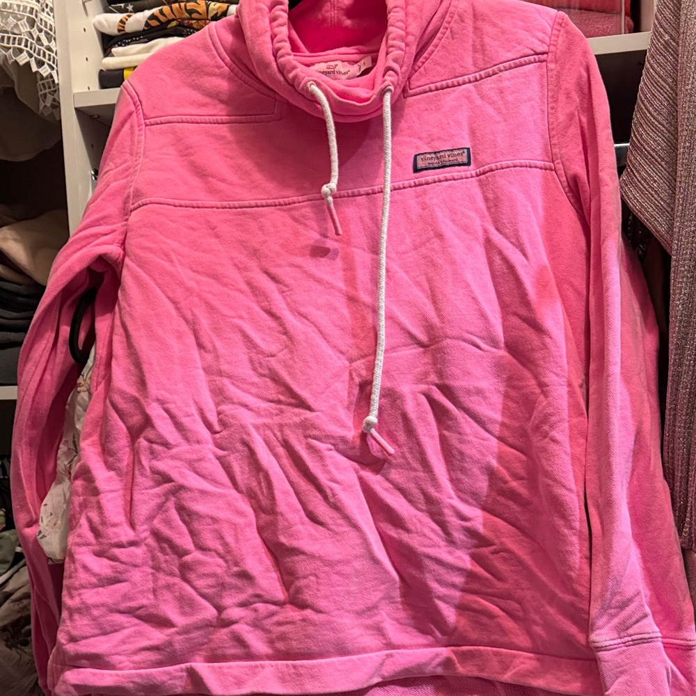 Vineyard Vines Bright Pink funnel neck